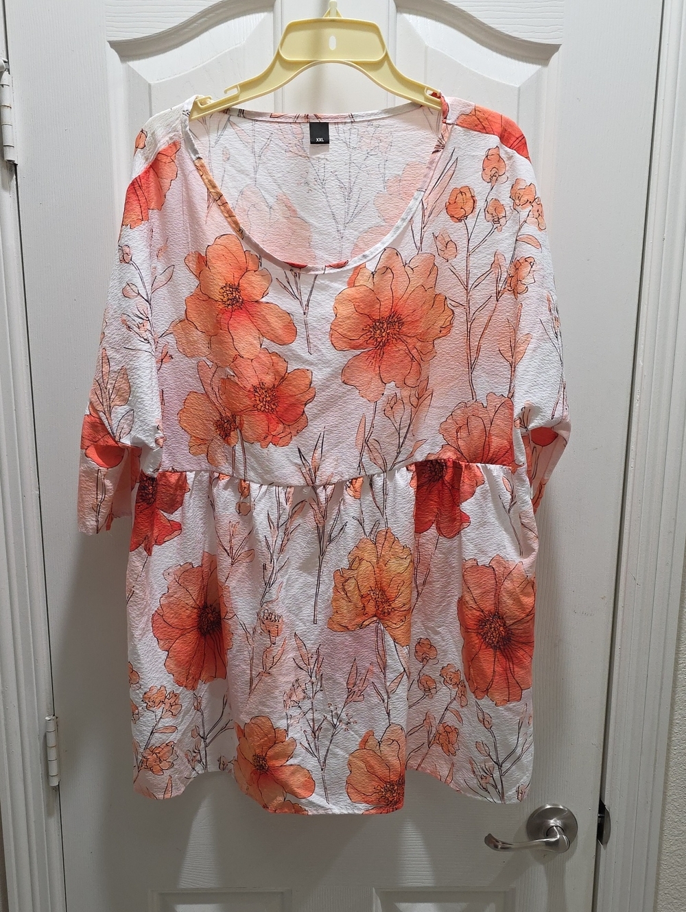 Women's Floral Peplum Top - Orange Floral
